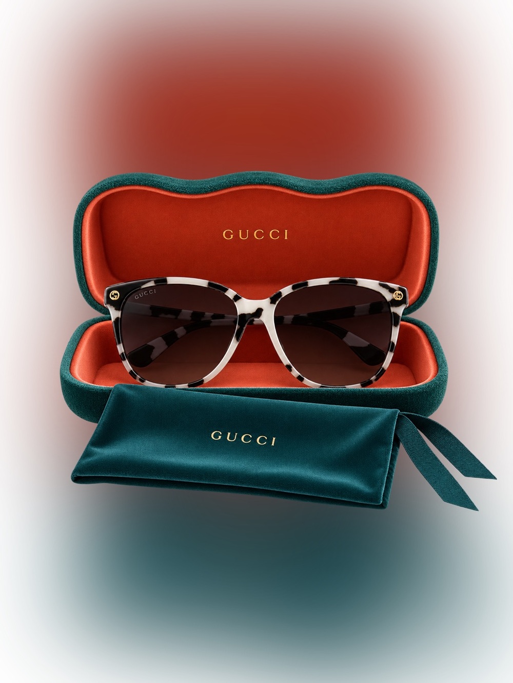 Gucci White and Black Tortoiseshell Sunglasses